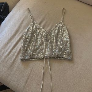 Sequin adjustable crop tank